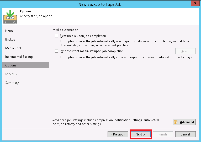 How to Create Backup Job on Tape in Veeam Backup and Replication
