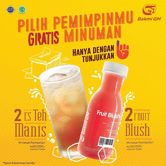 #BakmiGM - #Promo Gratis Minuman Dengan Tunjukan Jari Setelah Nyoblos (17 April 2019)