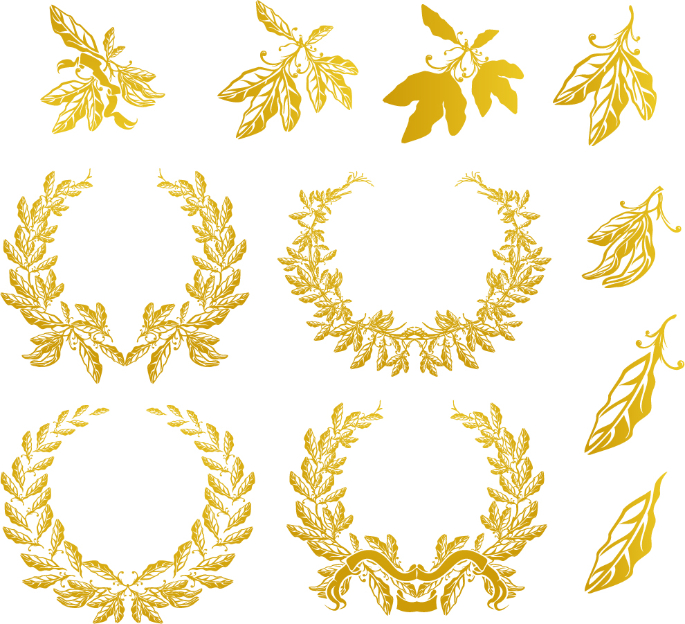 Ai Eps イラストレーター 美しい黄金の月桂冠 Golden Laurel Vector イラスト素材