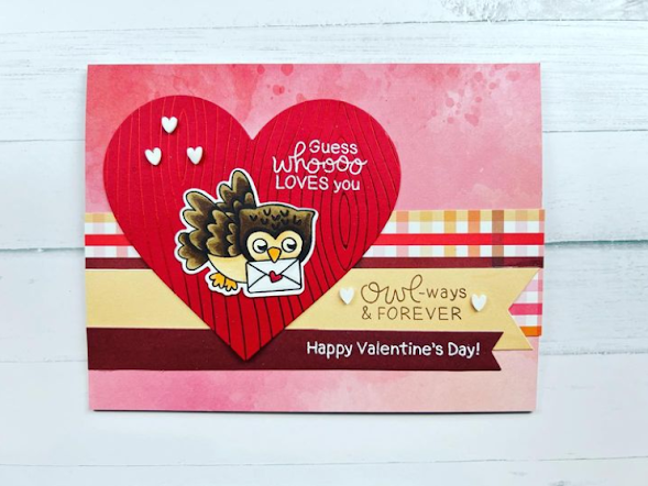 Guess who loves you by Debbie features Love Owl-ways by Newton's Nook Designs; #inkypaws, #newtonsnook, #owlcards, #cardmaking, #valentinescards