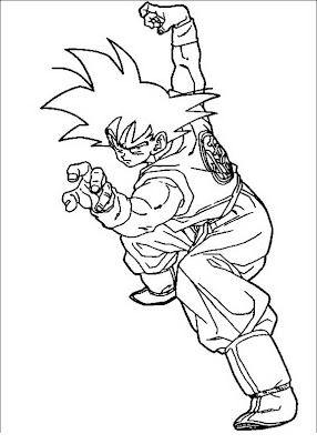 Goku peleando para colorear