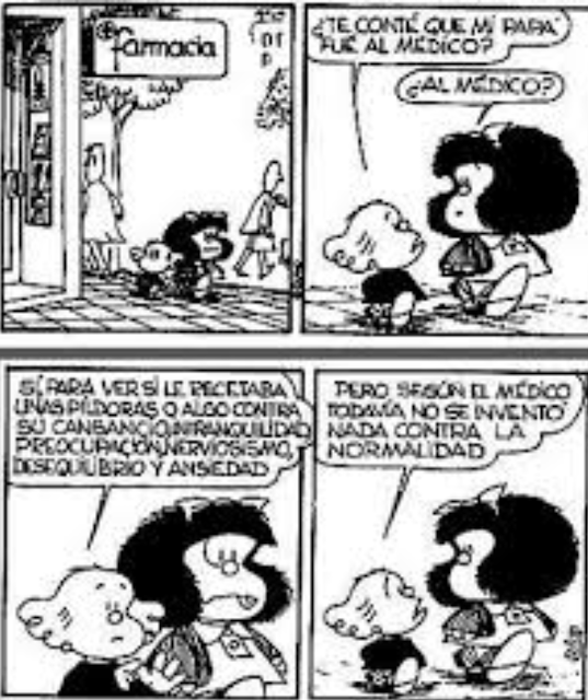 Imagen de cómic de Mafalda. No se ha inventado nada contra  la normalidad