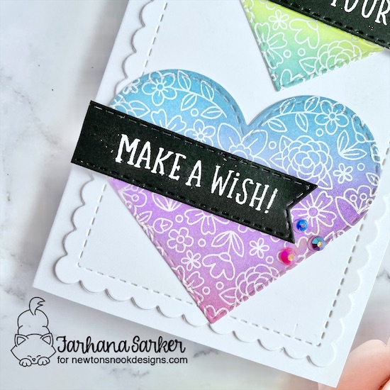 Slimline Birthday Card by Farhana Sarker | Heartfelt Blooms Stamp Set, Mom & Dad Stamp Set, Birthday Roundabout Stamp Set and Slimline Dies by Newton's Nook Designs #newtonsnook