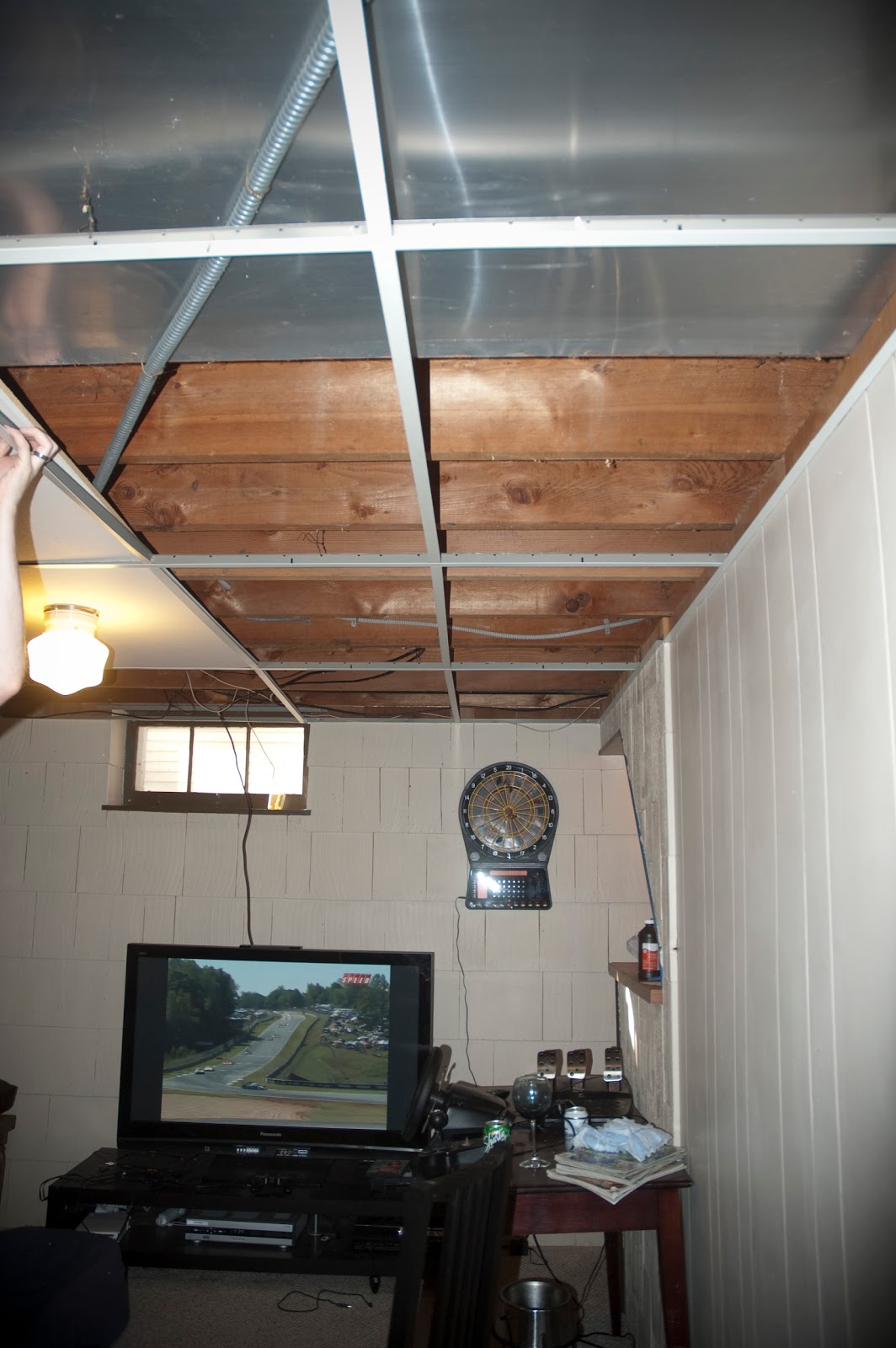 The Organized McTatty Basement Drop  Ceiling  is Down 