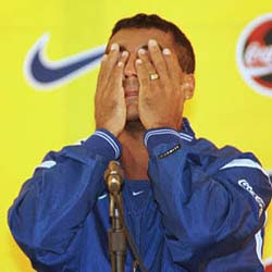 Romário in tears after being cut from the national team right before the 1998 World Cup