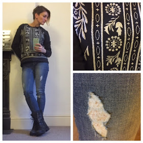 Next worn skinny jeans, Zara embroidered sweatshirt