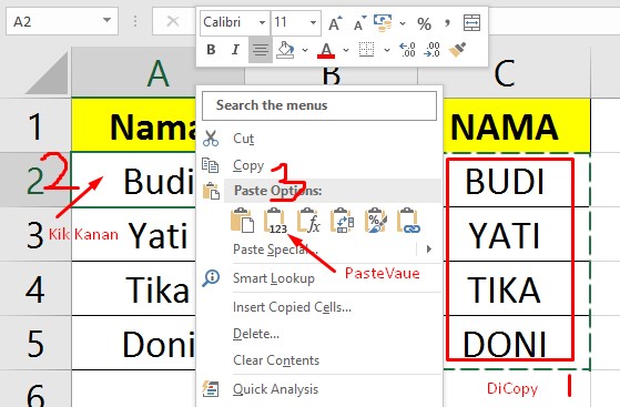 Rumus UPPERCASE di Excel