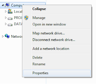 klik kanan properties pada explorer