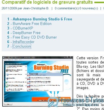 Le site du jour : Comparatif de logiciels de gravure gratuits