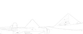 drawing of the three pyramids of Giza