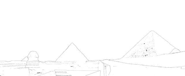 drawing of the three pyramids of Giza