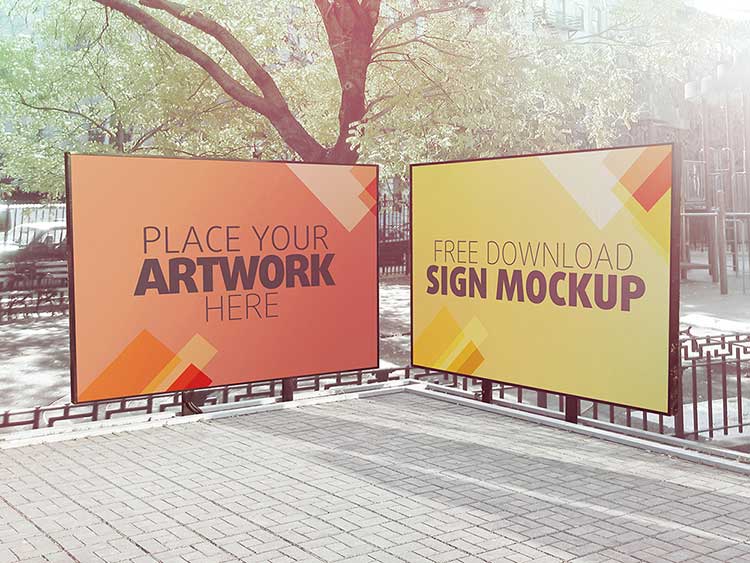 Free PSD Outdoor Sign Mockup