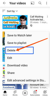 click delete videos