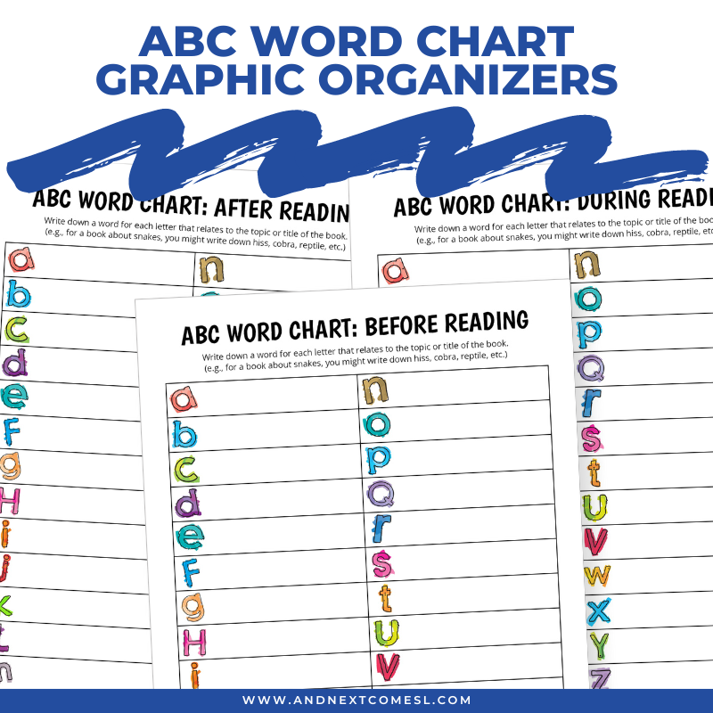 ABC word chart graphic organizers for reading comprehension