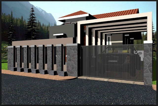 Model pagar rumah minimalis batu alam
