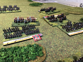 The Imperial Guard cavalry make contact with the British line