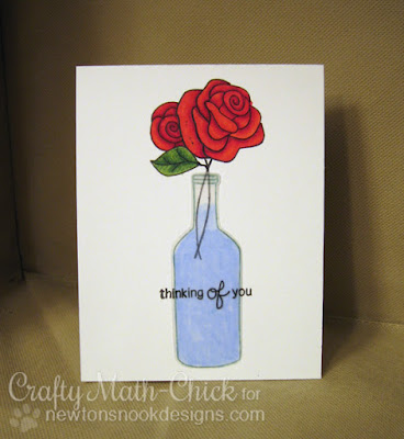 Rose in a Bottle Thinking of You card by Crafty Math Chick | Message in a Bottle and Love Grows by Newton's Nook Designs