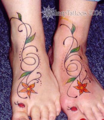 Girl tattoes on Feet