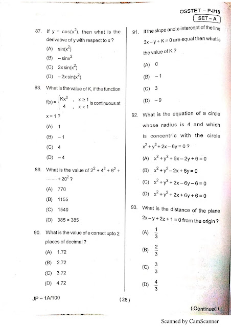  OSSTET Questions Paper Sample