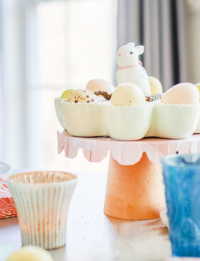 egg holder on cake stand