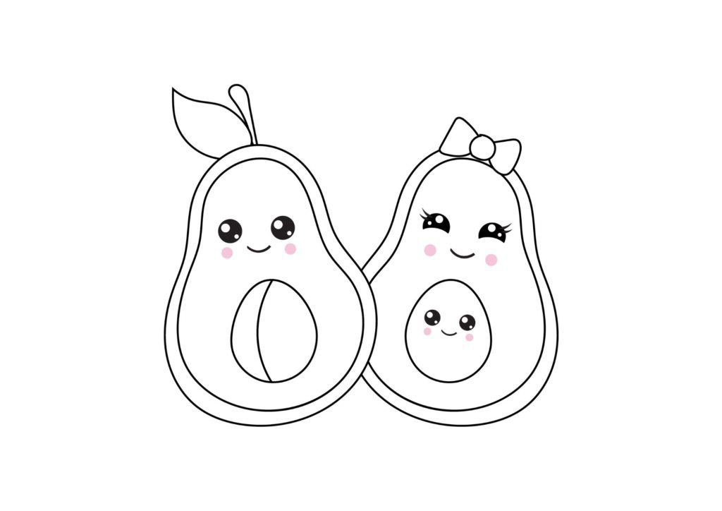 Cute Avocado Coloring Pages