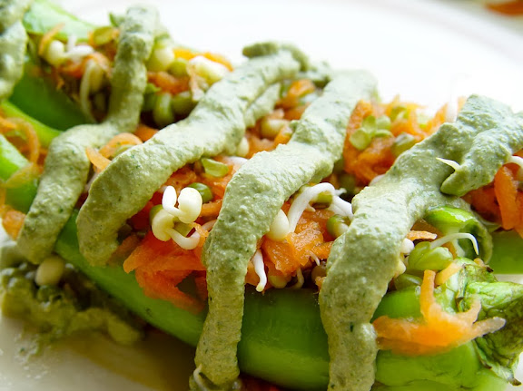 Stuffed Bajji Menasinakayi with Walnut Cilantro Pesto