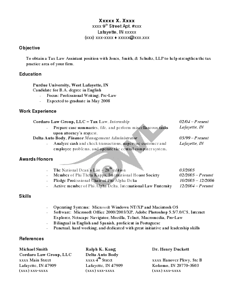 Resume Samples Purdue