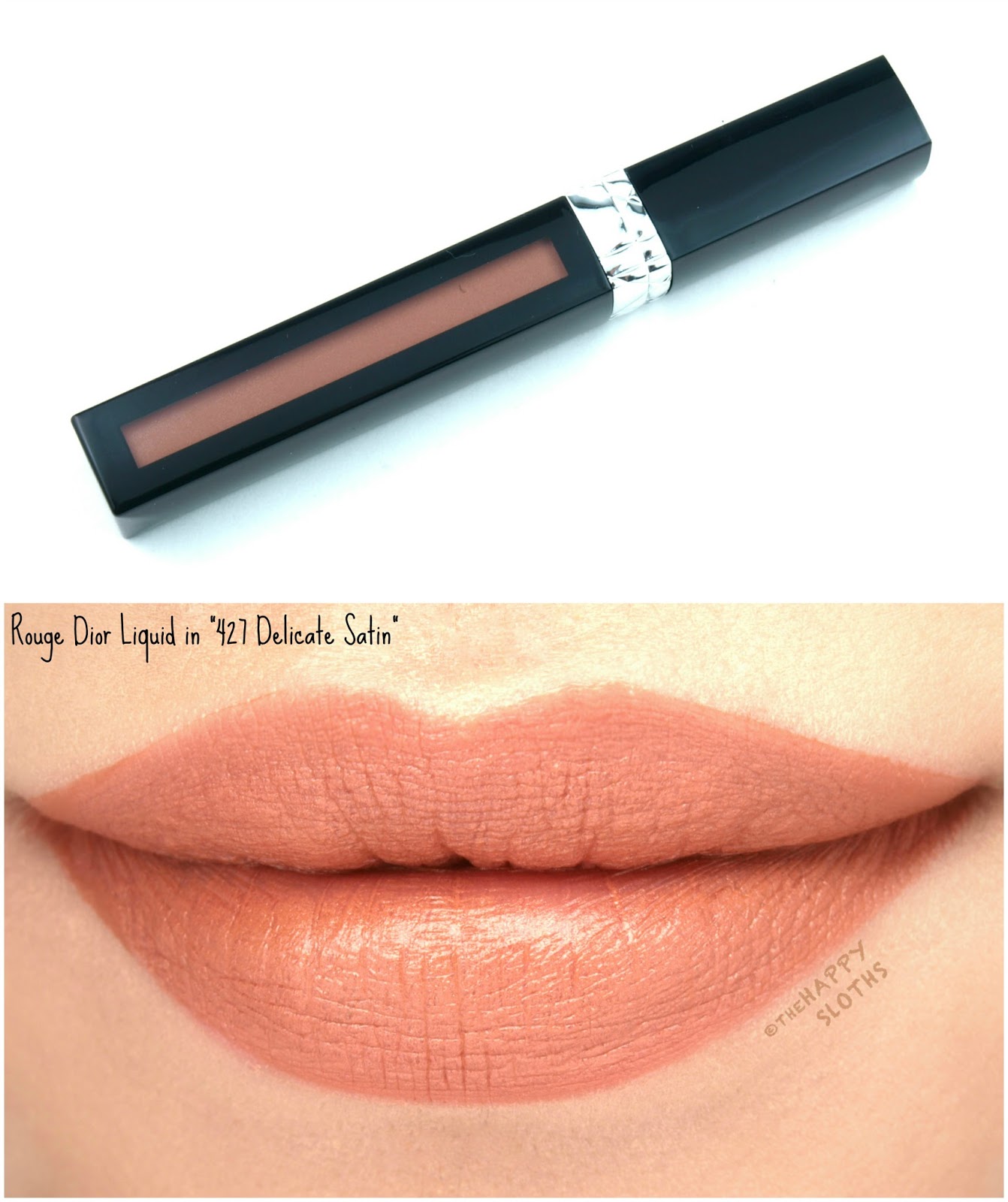 Dior Rouge Dior Liquid Lip Stain in "427 Delicate Satin": Review and Swatches