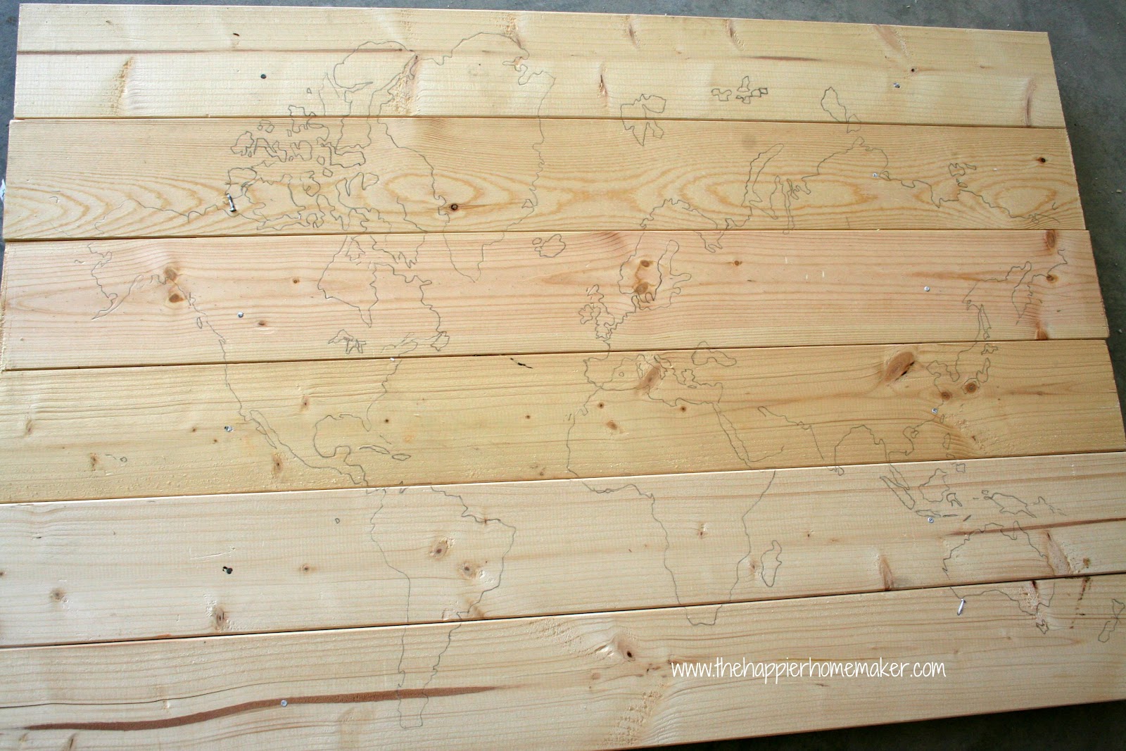 used Map Happier   out headboard  Art diy DIY Homemaker wood of The Wooden World