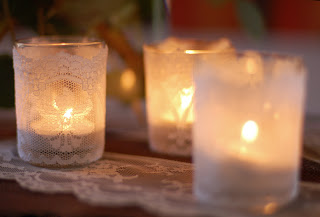 So Romantic Lace-Covered Votives. DIY