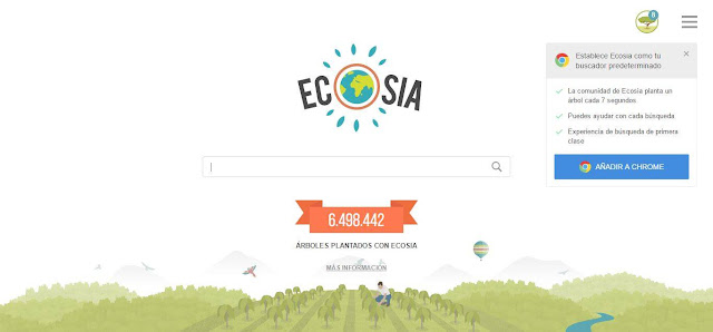 Ecosia, un buscador web que planta árboles.