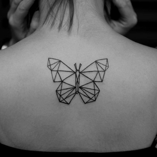 Geométrica de Borboleta nas Costas Tatuagens