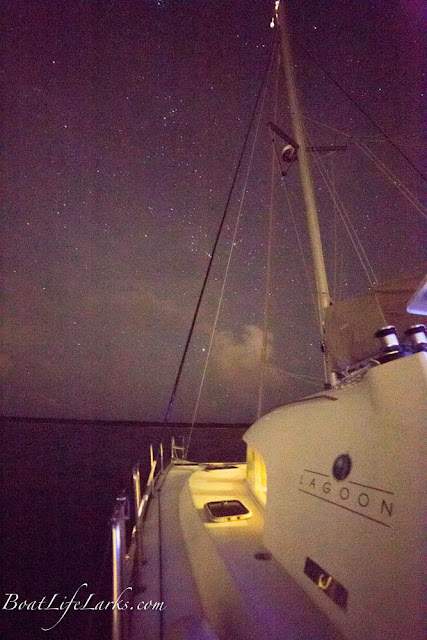 Starry night at anchor from our Lagoon 380 sailboat