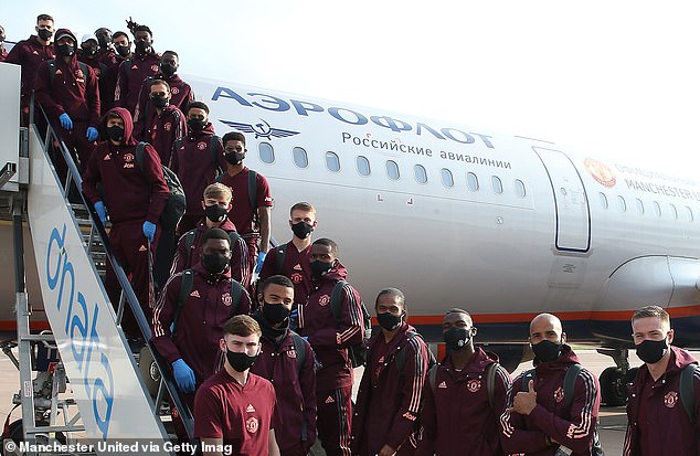 See Photos as Manchester United Squad fly to Germany for Europa League final eight tournament