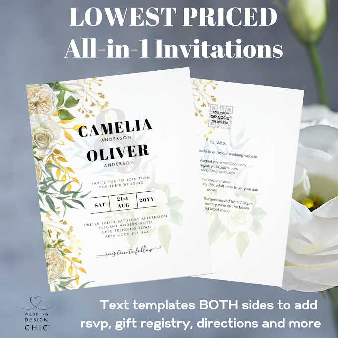 100 x Greenery Foliage Botanical Leaves Themed BUDGET Wedding Invitations from $0.35 - Eucalyptus, Olive