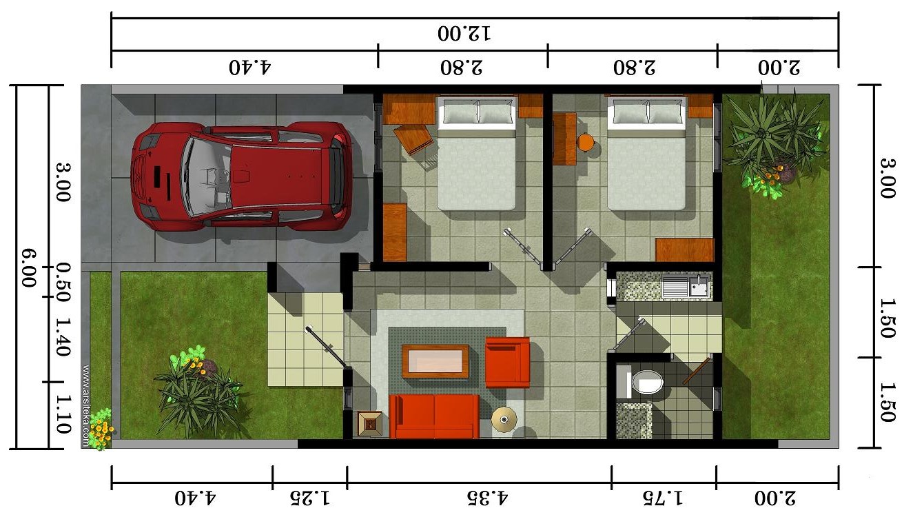 32 Denah Rumah Minimalis Type 36 1 Lantai Terbaru Rumahku Unik