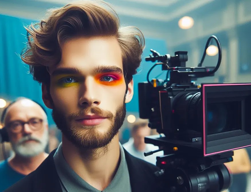 hombre-maquillado-junto-a-camara-de-video