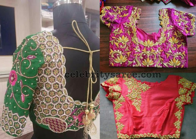 Rose and Lotus Zardosi Work Blouses 