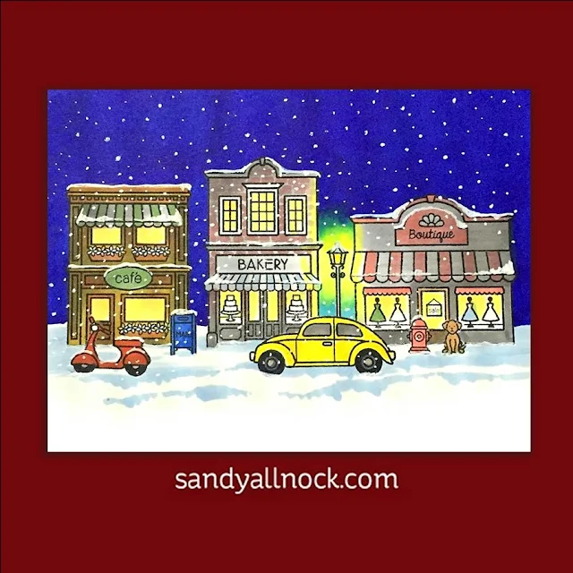 Sunny Studio Stamps: City Streets Holiday Christmas Card by Sandy Allnock