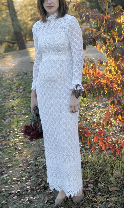 An elegant vintage lace wedding gown