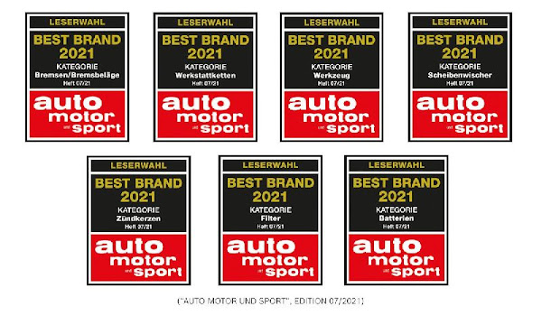 Bosch distinguida como “Best Brand” 2021 em sete categorias diferentes de produtos