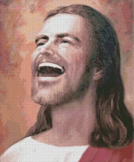 jesus laughing cross stitch