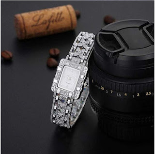 Baguet Women Casual Square Shape Rhinestone Buckle Closure Analog Quartz Wristwatch Wrist Watches