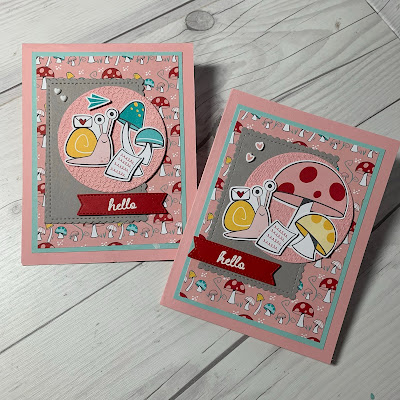 Two retting cards with snails and mushrooms using Stampin' Up! products