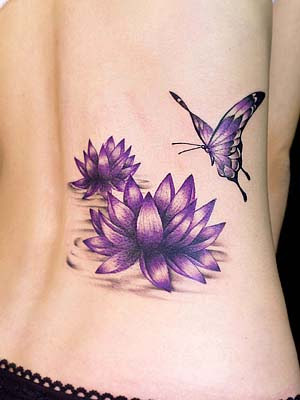 Violet Lotus with Butterfly Tattoo. Violet Lotus with Butterfly Tattoo