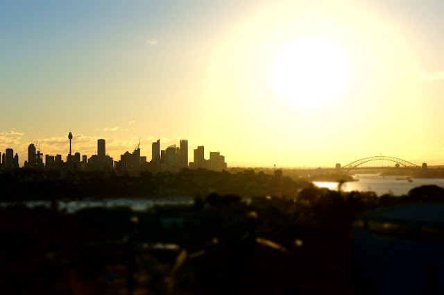 Sunset Over Sydney Harbour Bridge and City Skyline