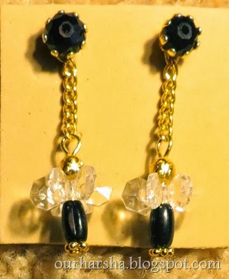 Clear and Black earring