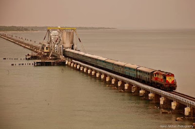 pamban bridge train crossing