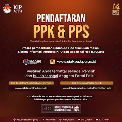 Pendaftaran PPK, PPS Provinsi Aceh Tahun 2022