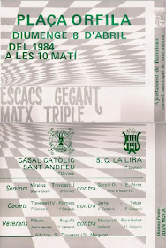 Cartel del encuentro de ajedrez C.C Sant Andreu - S.C. Lira, 1984